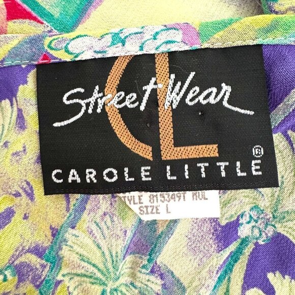 Vintage CAROLE LITTLE Street Wear USA Purple Green Floral Maxi Shift Dress - Picture 6 of 7